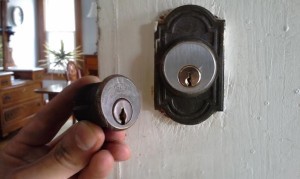 Replacing a mortise lock The new mortise lock installed on the door next to the old one by our Cincinnati locksmith Eagle's team.