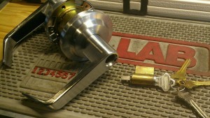 Commercial lever door handle lock repair