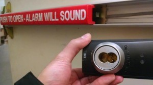 This is the interchangeable core on the front plastic after I took it off the door to check why the lock is spinning.